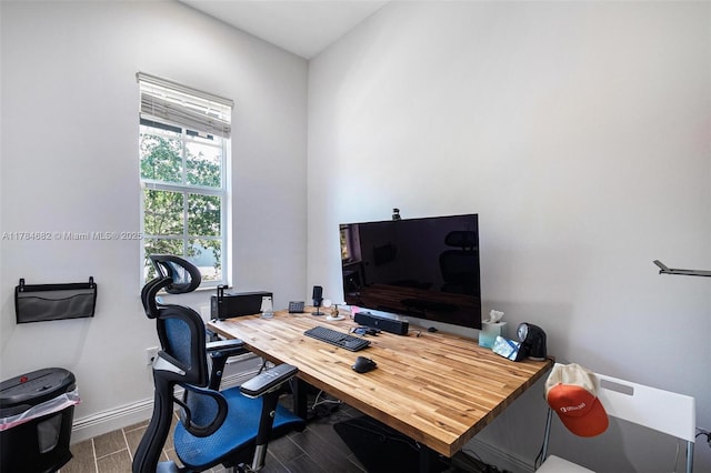7765 SW 54th Ct Unit 7765, Miami, FL 33143 - office area with baseboards and wood tiled floor
