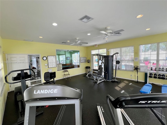 15161 Royal Windsor Ln Unit 2603, Fort Myers, FL 33919 - workout area with recessed lighting and a ceiling fan