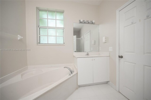 445 NE 21st Ave, Homestead, FL 33033 - bathroom with a bath, vanity, and an enclosed shower