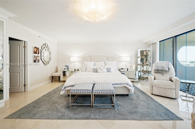 bedroom featuring ornamental molding
