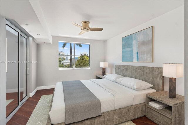 110 Washington Ave Unit 2307, Miami Beach, FL 33139 - bedroom featuring dark wood-type flooring and ceiling fan
