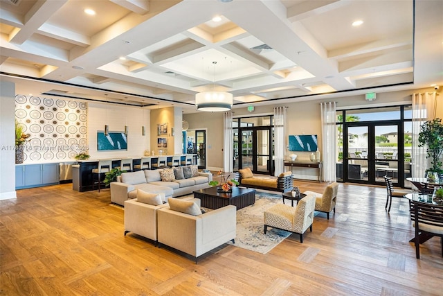 9231 W 32nd Ln, Hialeah, FL 33018 - lobby featuring coffered ceiling, beam ceiling, recessed lighting, and a surveillance system