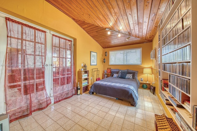 7215 SW 16th St, Miami, FL 33155 - tiled bedroom featuring lofted ceiling, french doors, and wooden ceiling