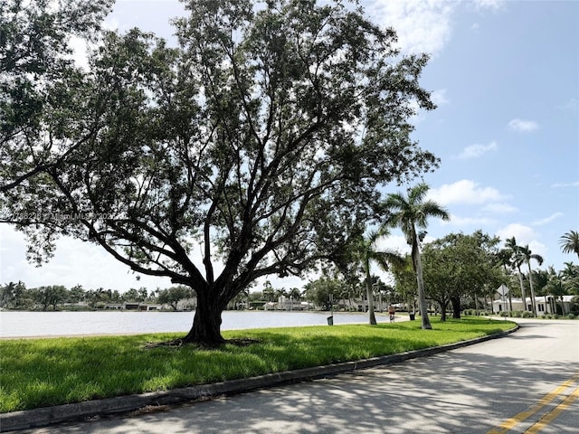 view of property's community with a water view