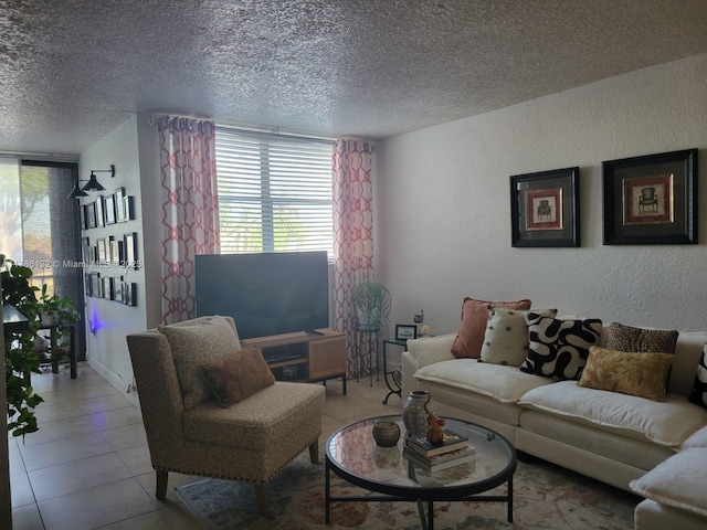 9411 SW 4th St Unit 203, Miami, FL 33174 - living room with a textured ceiling, a textured wall, and light tile patterned floors