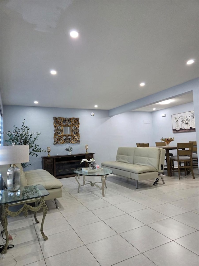 12585 NE Miami Ct, North Miami, FL 33161 - living area featuring light tile patterned floors and recessed lighting