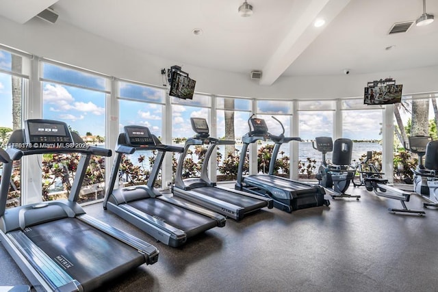 gym featuring visible vents