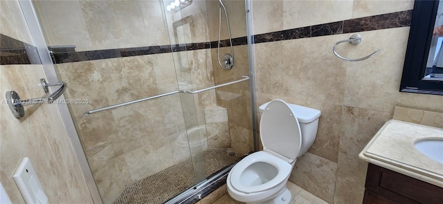14195 SW 87th St Unit B306, Miami, FL 33183 - full bath featuring vanity, toilet, a shower stall, and tile walls