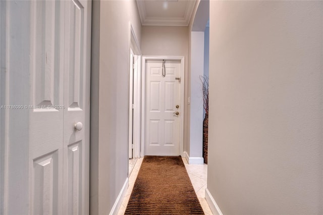 1454 Newhaven Point Ln, West Palm Beach, FL 33411 - corridor featuring crown molding and light tile patterned floors