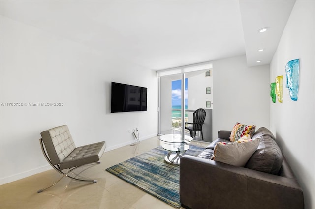 6365 Collins Ave Unit 805, Miami Beach, FL 33141 - living area with recessed lighting and baseboards