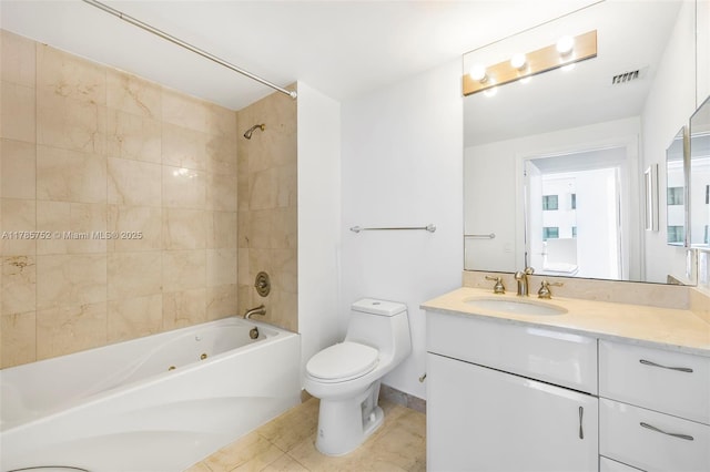 6365 Collins Ave Unit 805, Miami Beach, FL 33141 - full bathroom featuring tile patterned flooring, toilet, shower / bathing tub combination, vanity, and visible vents