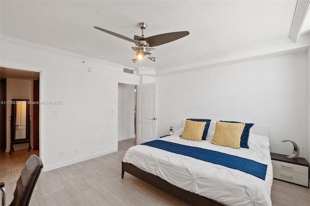 3001 S Ocean Dr Unit 1407, Hollywood, FL 33019 - bedroom featuring light wood finished floors, visible vents, and ornamental molding