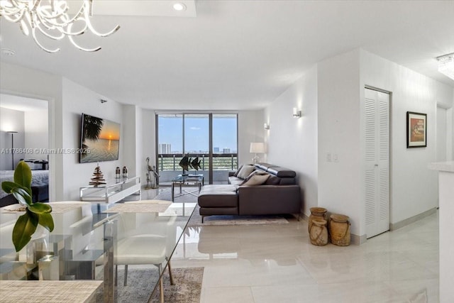 3400 192nd St Unit 1606, Aventura, FL 33180 - living area featuring a wall of windows and a chandelier