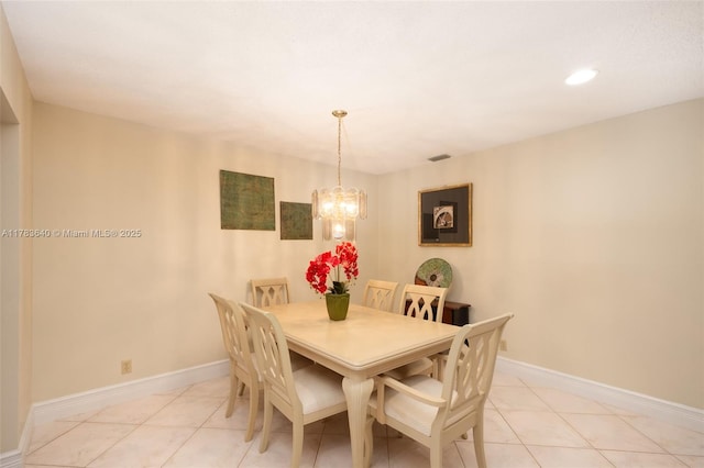 13940 Nesting Way Unit C, Delray Beach, FL 33484 - dining room featuring light tile patterned floors, a chandelier, and recessed lighting