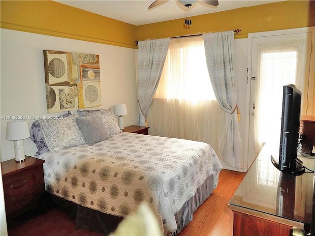 800 SW 11th Ave Unit 19A, Hallandale Beach, FL 33009 - bedroom featuring wood finished floors and a ceiling fan