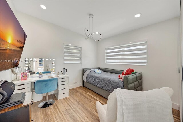 36355 SW 192nd Ave, Homestead, FL 33034 - bedroom featuring light wood-style flooring, baseboards, and recessed lighting