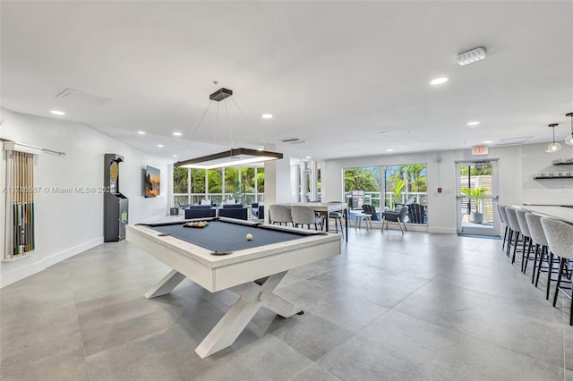 3000 Holiday Dr Unit 306, Fort Lauderdale, FL 33316 - recreation room with recessed lighting, baseboards, billiards table, and concrete floors