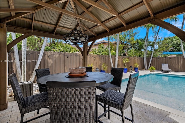 view of patio featuring a fenced in pool and a fenced backyard