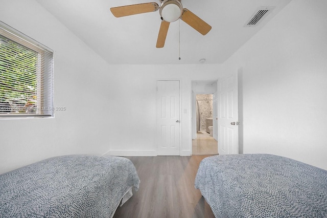 6200 Wiley St, Hollywood, FL 33023 - bedroom with wood finished floors, visible vents, and ceiling fan