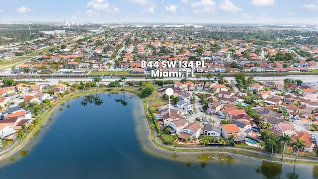 844 SW 134th Pl, Miami, FL 33184 - drone / aerial view featuring a water view and a residential view