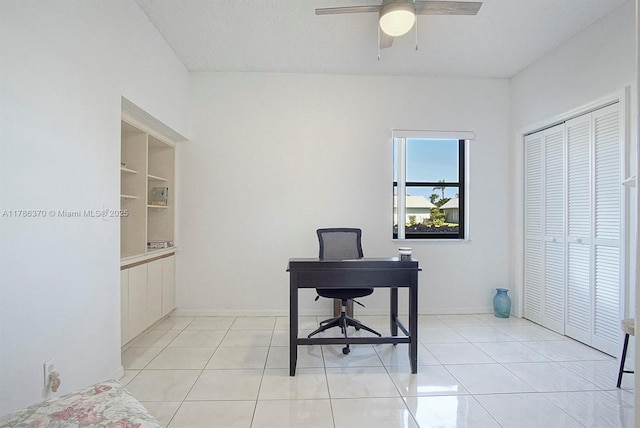 6081 SE Landing Way Unit 8, Stuart, FL 34997 - office with light tile patterned floors and a ceiling fan