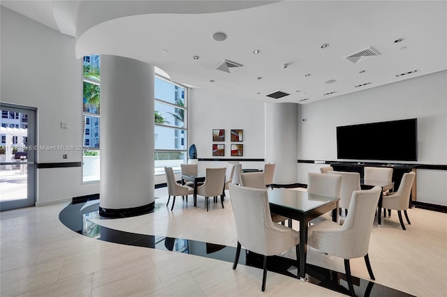 3101 S Ocean Dr Unit 701, Hollywood, FL 33019 - dining room featuring recessed lighting, light tile patterned flooring, and baseboards