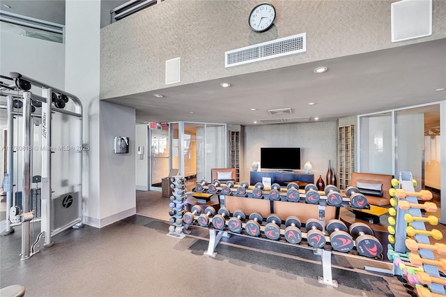 3101 S Ocean Dr Unit 701, Hollywood, FL 33019 - gym with baseboards and recessed lighting