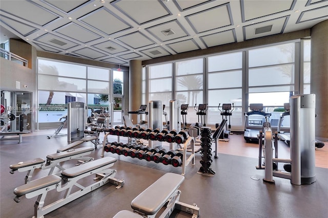 3101 S Ocean Dr Unit 701, Hollywood, FL 33019 - gym featuring healthy amount of natural light and a towering ceiling