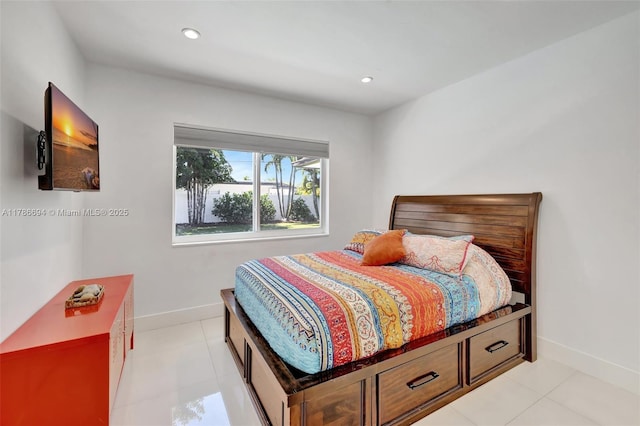 2506 NE 30th St, Fort Lauderdale, FL 33306 - bedroom featuring baseboards, light tile patterned floors, and recessed lighting