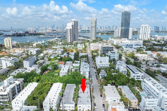 359 Meridian Ave Unit A105, Miami Beach, FL 33139 - drone / aerial view of skyline and a large body of water