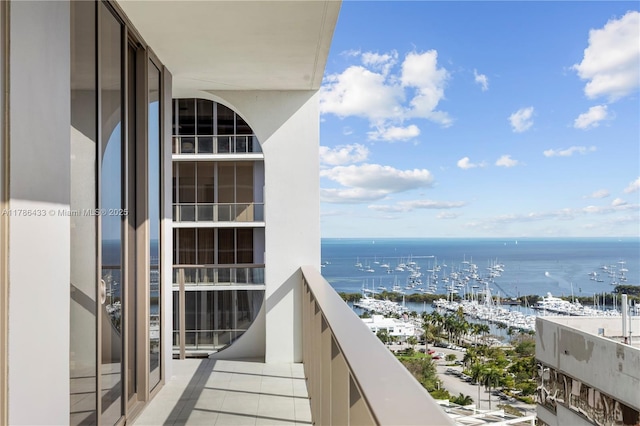 balcony with a water view