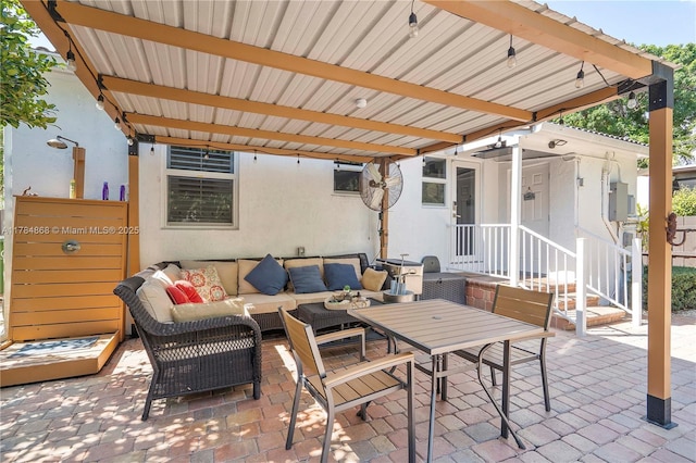 509 SW 13th St, Fort Lauderdale, FL 33315 - view of patio with an AC wall unit and an outdoor living space