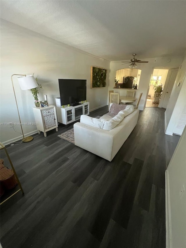 22701 SW 88th Pl Unit 203-9, Cutler Bay, FL 33190 - living room featuring dark wood-type flooring and ceiling fan