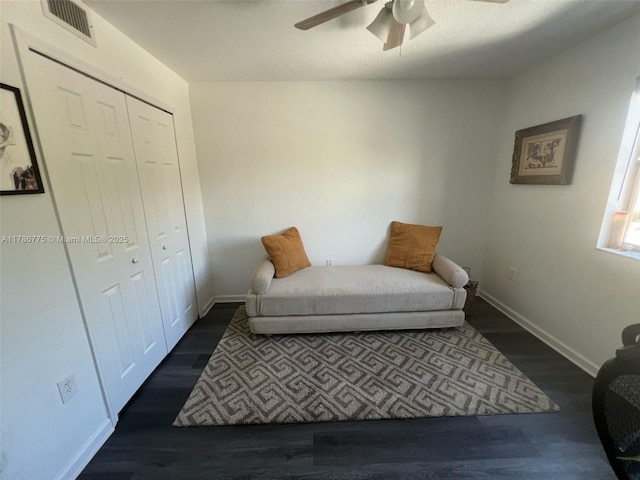 22701 SW 88th Pl Unit 203-9, Cutler Bay, FL 33190 - sitting room with ceiling fan and wood finished floors