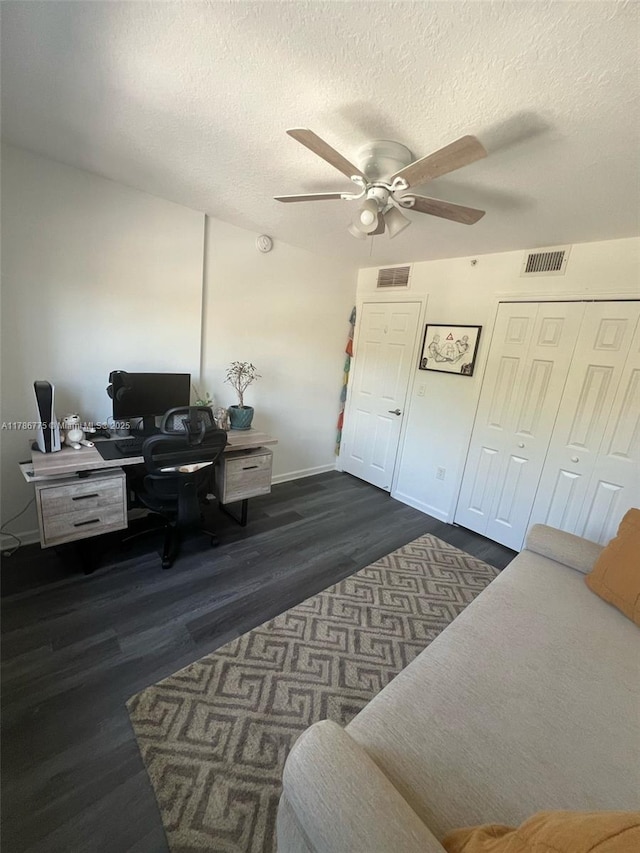 22701 SW 88th Pl Unit 203-9, Cutler Bay, FL 33190 - office space with ceiling fan, wood finished floors, and a textured ceiling