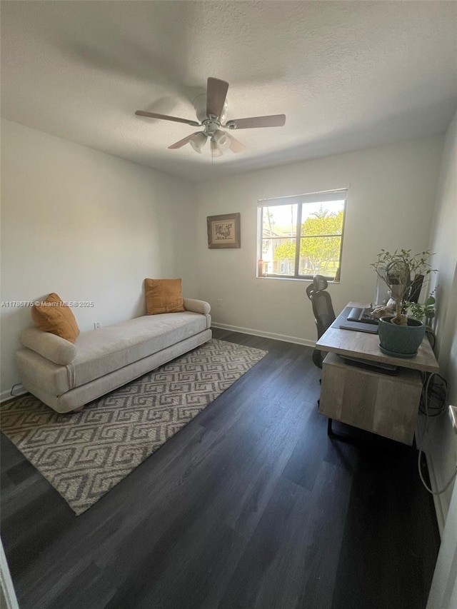 22701 SW 88th Pl Unit 203-9, Cutler Bay, FL 33190 - office area featuring dark wood-type flooring, a ceiling fan, and a textured ceiling