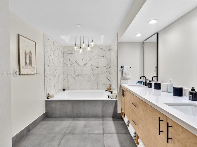 20191 E Country Club Dr Unit 311, Aventura, FL 33180 - bathroom with recessed lighting, double vanity, baseboards, and a sink