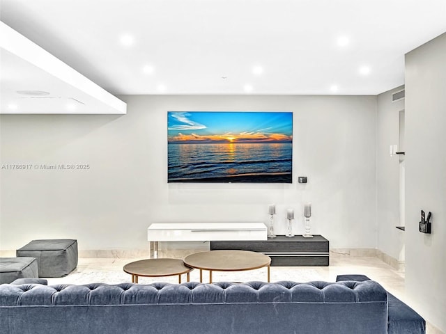 20191 E Country Club Dr Unit 311, Aventura, FL 33180 - living room featuring baseboards, visible vents, and recessed lighting