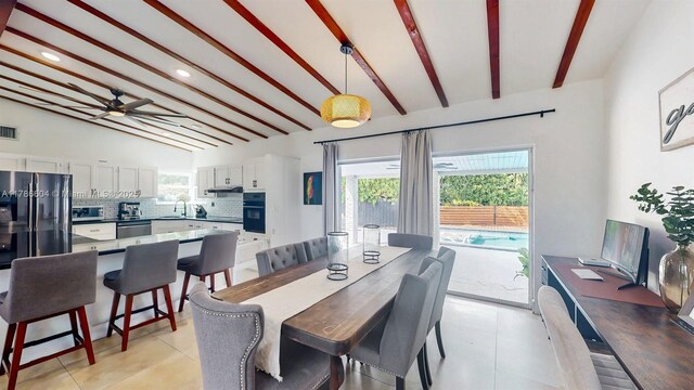 9925 SW 82nd Ave, Miami, FL 33156 - dining room with recessed lighting, ceiling fan, and light tile patterned floors