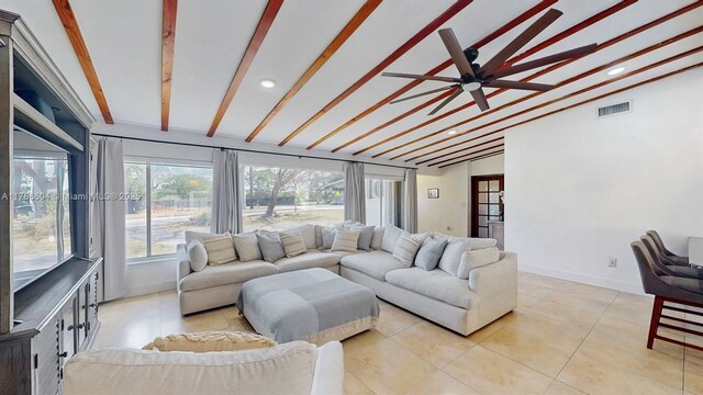 9925 SW 82nd Ave, Miami, FL 33156 - living area with a ceiling fan, light tile patterned flooring, and recessed lighting