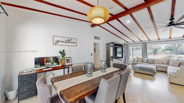 9925 SW 82nd Ave, Miami, FL 33156 - dining area featuring a ceiling fan, light tile patterned flooring, and recessed lighting