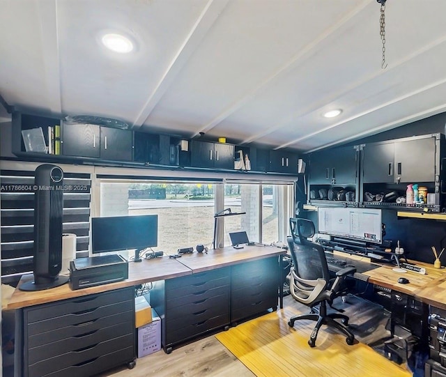 9925 SW 82nd Ave, Miami, FL 33156 - office area featuring lofted ceiling and light wood-type flooring