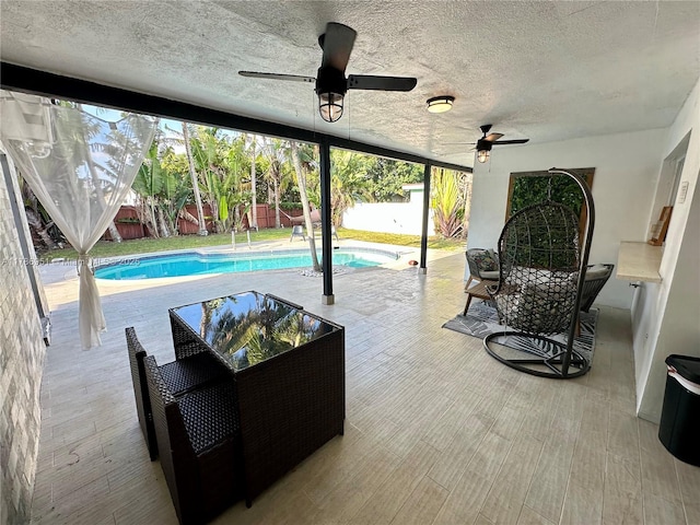 5424 Garfield St, Hollywood, FL 33021 - view of pool with ceiling fan, a fenced backyard, and a fenced in pool
