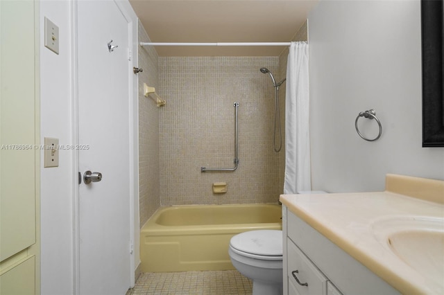 3800 Hillcrest Dr Unit 210, Hollywood, FL 33021 - bathroom featuring tile patterned floors, shower / bath combination with curtain, vanity, and toilet