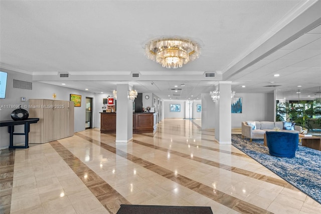 3800 Hillcrest Dr Unit 210, Hollywood, FL 33021 - building lobby with recessed lighting and crown molding
