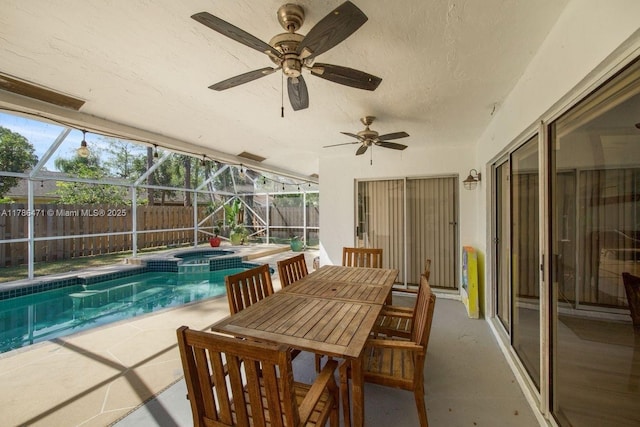 710 Daffodil Dr, Wellington, FL 33414 - view of pool featuring a lanai, ceiling fan, a patio, and a fenced backyard