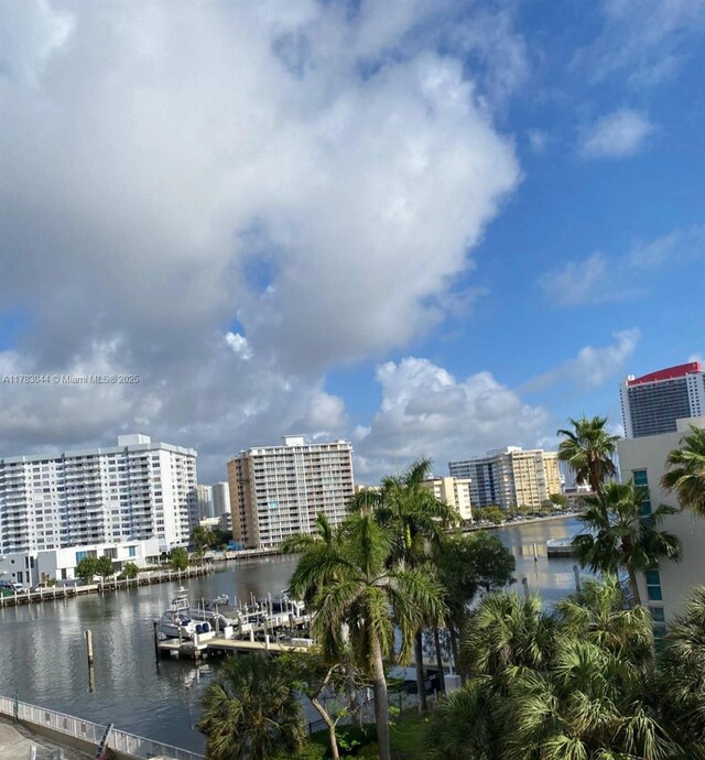 1965 S Ocean Dr Unit 3H, Hallandale Beach, FL 33009 - water view with a dock and nearby urban area