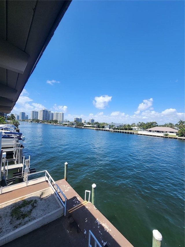 view of dock featuring a water view