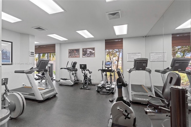 gym with plenty of natural light and visible vents