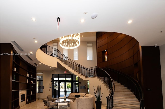 building lobby with stairway